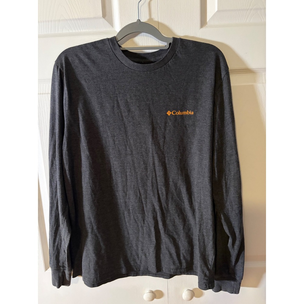 Columbia Mens Long Sleeve Graphic T-Shirt Charcoal Grey Black Lab Dog Large